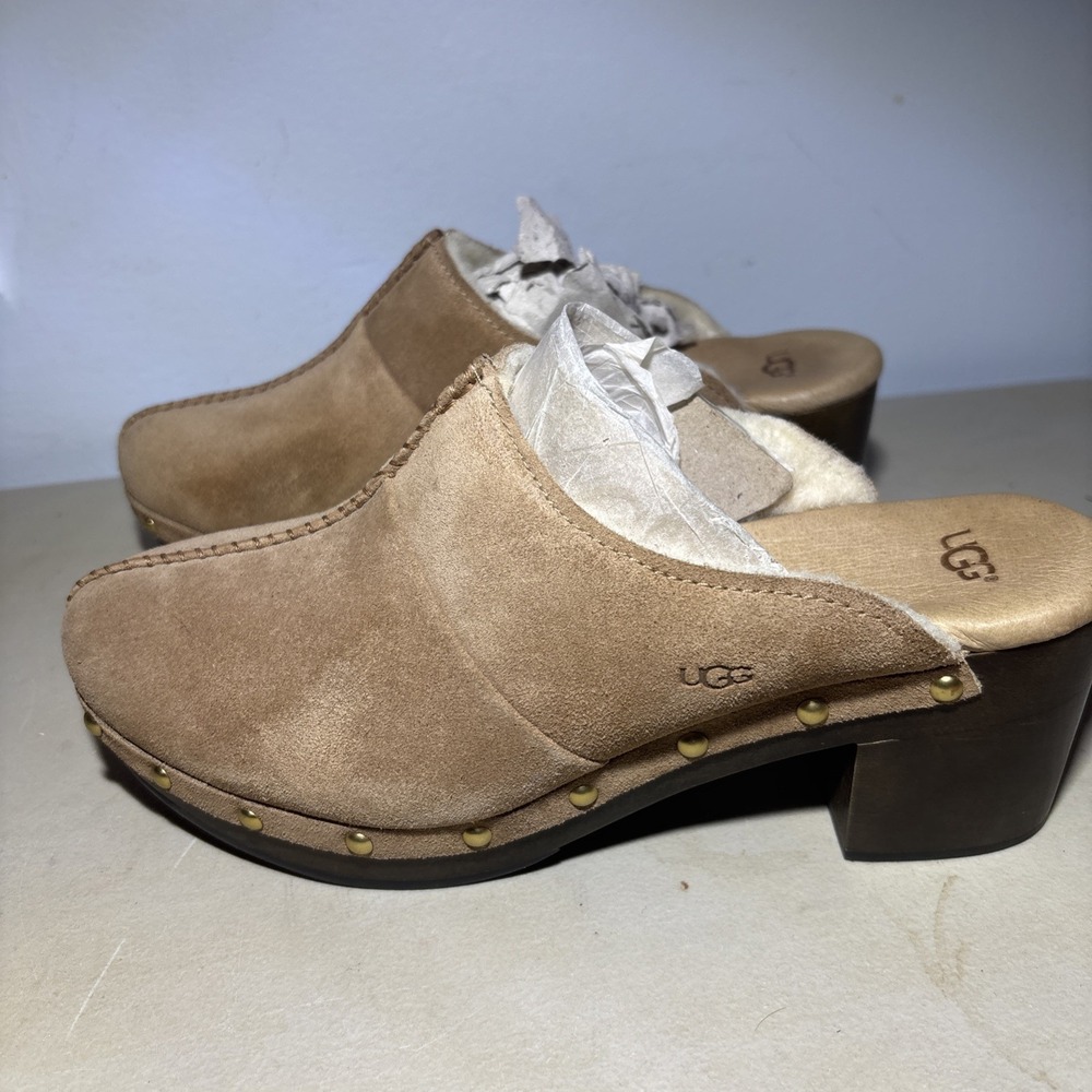 UGG Kassi Women's Mule Brown Suede 8 Slip On Clog Studded Comfort Boho Shoes New - Picture 3 of 7